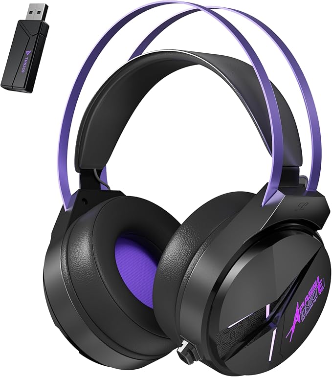 Wireless Gaming Headset - Pro E-Gaming Level Over Ear Headphones with Short MIC,Suspension headband,Dual EQ & Noise Cancel,PRO-G audio,7.1 Surround Sound,RGB for PC (USB, BTv5.4, 2.4GHz, Wired)