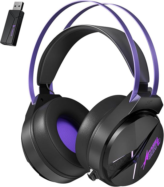 Wireless Gaming Headset - Pro E-Gaming Level Over Ear Headphones with Short MIC,Suspension headband,Dual EQ & Noise Cancel,PRO-G audio,7.1 Surround Sound,RGB for PC (USB, BTv5.4, 2.4GHz, Wired)