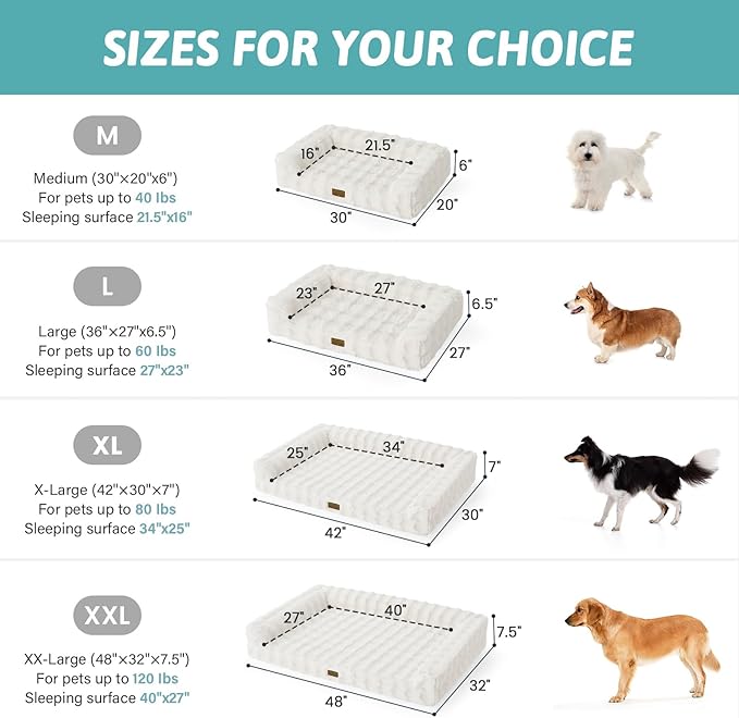Faux Fur Orthopedic Dog Bed, Dog Bed for Medium Size, Supportive Foam Pet Sofa with Waterproof Lining Cover, Washable U-Shaped Pet Couch with Anti-Slip Bottom, Beige M 30x20x6.5 inch