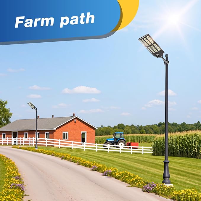 8600W Solar Street Light - 8000K Wide Angle Solar Lights Outdoor, Flood Security Lights Motion Sensor & Dusk to Dawn, IP66 Waterproof Solar Street Lights Outdoor for Roadway Yard