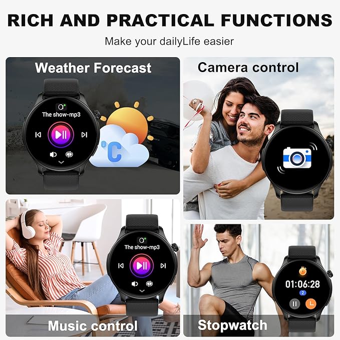 Smart Watch for Men Women Fitness: Waterproof Make Answer Call Digital Mens Watches Running Step Tracker Smartwatch Android Phone iPhone Samsung Compatible Pedometer SpO2 Sleep Heart Rate Monitor