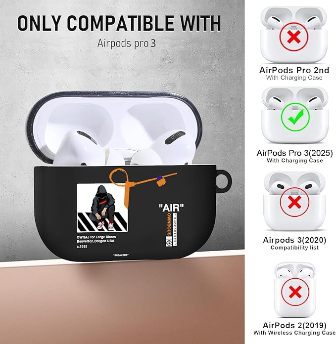 Compatible Airpods Pro 3 Case(2025),Cool Design Shoe Print Soft Silicone Protective Cases for Apple AirPods Pro 3rd Generation Case,Airpod Pro 3 Cover with Lanyard & Keychain for Men/Boy