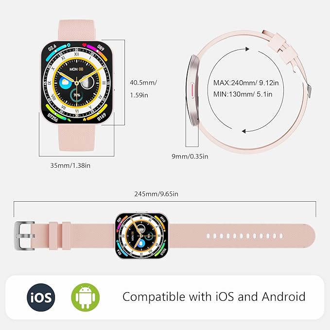Smart Watch for Men Women, Bluetooth Calls, AI Dial,AI Q&A,1.85" HD AMOLED Curved Display Fitness Watch with Heart Rate/SpO2/Stress Monitor, Pedometer,110+ Sports Waterproof IP68 Smartwatch, Beige