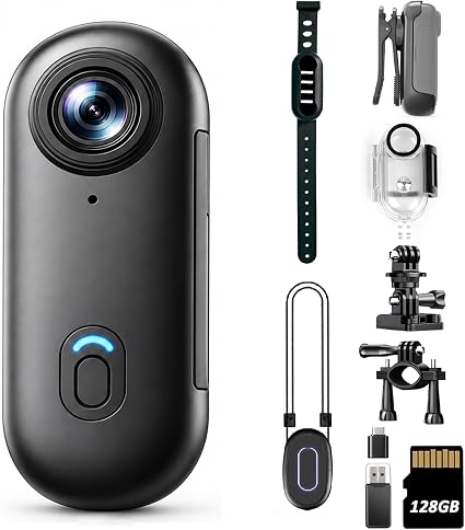 4K 128GB Mini Body Camera - Magnetic Thumb-Sized Action Cam with Video & Audio Recording, Hands-Free, Waterproof, Suitable for Vlog Creation, Work Record, Pet Walking, Travel Shooting & Daily Use