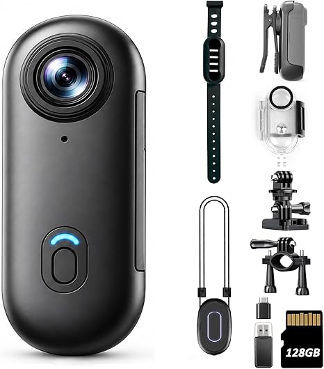 4K 128GB Mini Body Camera - Magnetic Thumb-Sized Action Cam with Video & Audio Recording, Hands-Free, Waterproof, Suitable for Vlog Creation, Work Record, Pet Walking, Travel Shooting & Daily Use
