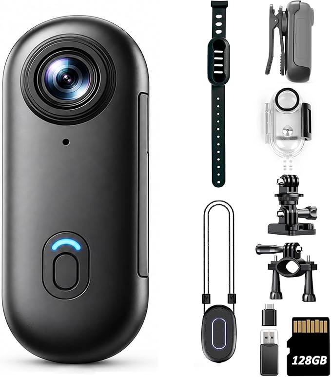 4K 128GB Mini Body Camera - Magnetic Thumb-Sized Action Cam with Video & Audio Recording, Hands-Free, Waterproof, Suitable for Vlog Creation, Work Record, Pet Walking, Travel Shooting & Daily Use