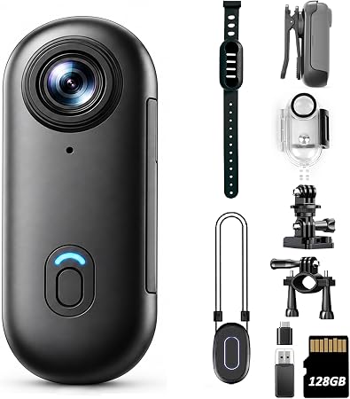 4K 128GB Mini Body Camera - Magnetic Thumb-Sized Action Cam with Video & Audio Recording, Hands-Free, Waterproof, Suitable for Vlog Creation, Work Record, Pet Walking, Travel Shooting & Daily Use