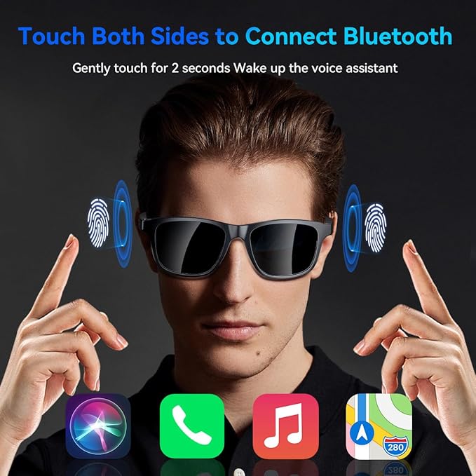 Smart Glasses for Women Men,Bluetooth Glasses with Photochromic Lenses,Built-in Mic & Speakers,Anti-Blue Light Lens with Hands-Free Listening Voice Control,Perfect for Indoor Outdoor
