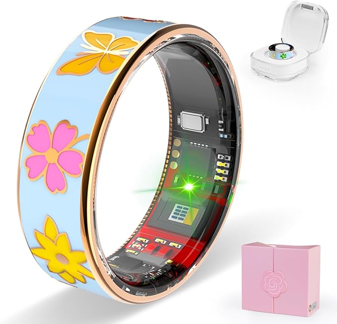 Smart Ring Men & Women Ring Sleep Tracker Pedometer Long Battery Life No Subscription Fee, IP68 Waterproof (Blue, 10)