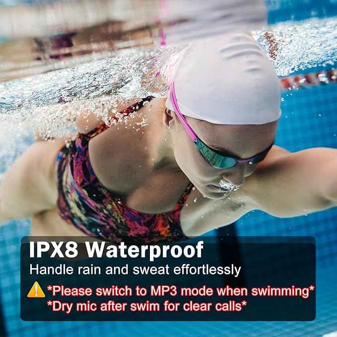 Swimming Headphones-Bone Conduction Headphones, IP68 Waterproof Open Earphones, LiteSurge Bluetooth 5.4 Underwater Sport Earbuds with 32 GB MP3 Memory for Swimming, Marathon-Violet