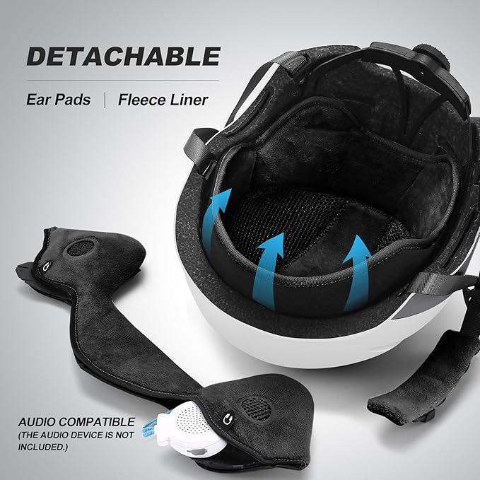 Odoland Ski Helmet, Snowboard Helmet with Ski Goggles for Adults and Youth, Audio Compatible, Shockproof, Windproof, Safety Snow Sports Helmet and Protective Glasses for Men Women