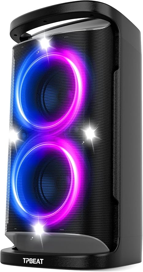 QxbJoy Portable Bluetooth Speaker: 160W Peak Powerful Loud Sound Deep Bass Wireless Boombox Large Subwoofer 15 Hours Battery Life Fast Charging with Led Light Show for Party Outdoor Camping Backyard