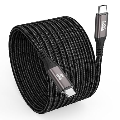 Long USB C Data Cable 15FT,USBC 3.2 Charge/Data/Video Cord(100W,20Gbps,4K)