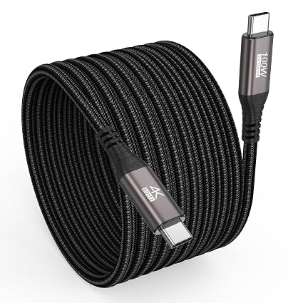Long USB C Data Cable 15FT,USBC 3.2 Charge/Data/Video Cord(100W,20Gbps,4K)