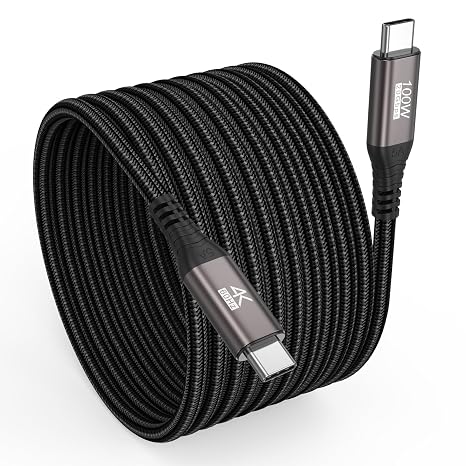 Long USB C Data Cable 15FT,USBC 3.2 Charge/Data/Video Cord(100W,20Gbps,4K)