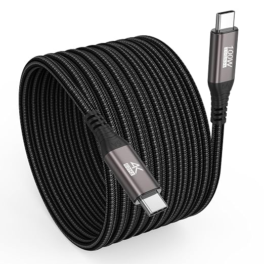 Long USB C Data Cable 15FT,USBC 3.2 Charge/Data/Video Cord(100W,20Gbps,4K)