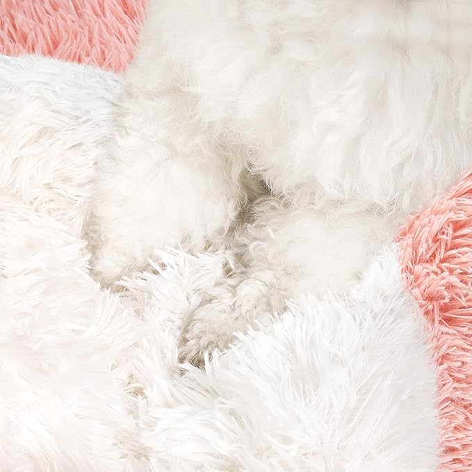 NOYAL Round Hooded Donut Dog Bed for Small & Medium Pets - Plush Fluffy Anti-Anxiety Cat Cave Bed with Cover