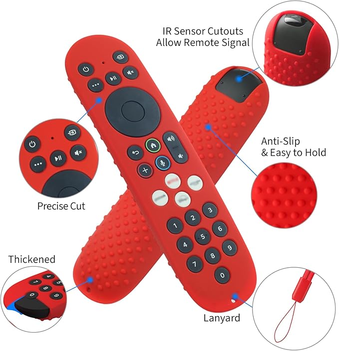 Hi Color Silicone Cover for Xumo Stream Box Remote PR3 Released 2025 Xumo Stream Box Spectrum Tv Remote Case Cover with Lanyard (Black)