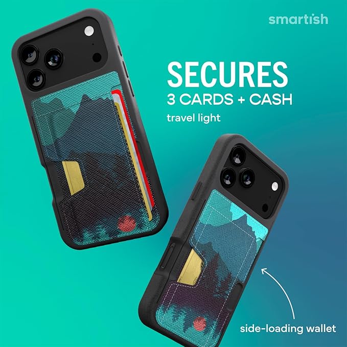 Smartish® iPhone 17 Pro Max Wallet Case - Wallet Slayer Vol. 2 [Slim + Protective] Credit Card Holder w/Kickstand - Drop Tested Hidden Card Slot Cover for Apple iPhone 17 Pro Max - Moving Mountains
