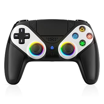Xexvyrin LED Wireless Controller for PS5, Compatible with PS5 Pro/Slim/PC, Dual Vibration, Macro/Turbo Function, 3.5mm Audio Jack,1000mAh Battery, 6-Axis Motion Control Gamepad with Speaker（Black）