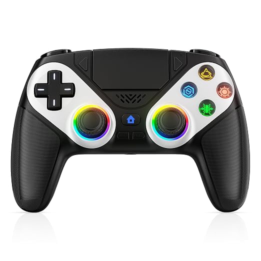 Xexvyrin LED Wireless Controller for PS5, Compatible with PS5 Pro/Slim/PC, Dual Vibration, Macro/Turbo Function, 3.5mm Audio Jack,1000mAh Battery, 6-Axis Motion Control Gamepad with Speaker（Black）