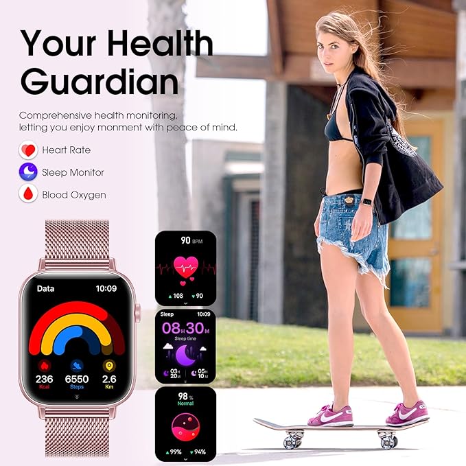 Smart Watch for Women (Answer/Make Calls) 1.83" HD 3 Bands Smartwatch Compatible Android iPhone Phones with Fitness Step Tracker/Heart Rate/Sleep Monitor, 120+ Sports Modes IP68 Waterproof