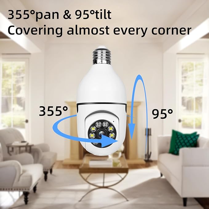 Hawkray Light Bulb Security Camera -5G& 2.4GHz WiFi 2K 3MP Security Cameras Wireless Outdoor Motion Detection and 911 Alarm Monitoring,Open AI Enabled,US Local Cloud, Color Night Vision(3 Pack)