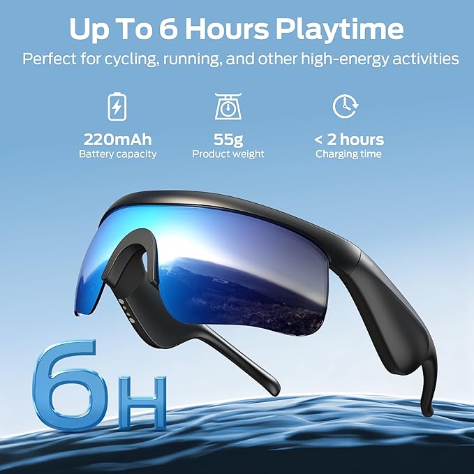 Monster Smart Glasses,Polarized Bluetooth Sunglasses for Men Women,Smart Sports Sunglasses with Built-in Mic & HD Open-Ear Speakers,Voice Assistant,Ideal for Running,Cycling & Outdoor Activities