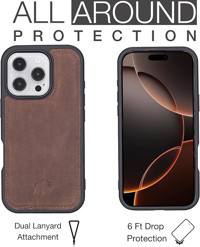 BLACKBROOK Case for iPhone 16 Pro Max Leather Case with Wallet, Carter Natural Leather Magnetic 2-in-1 Set for MagSafe and RFID, Cash, ID & 4 Card Slots, Compatible with iPhone 16 Pro Max