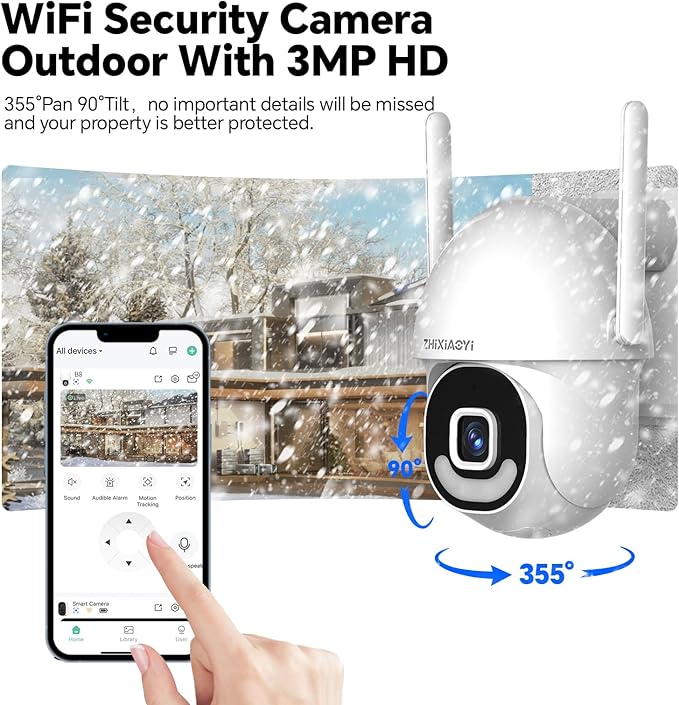 2K Security Cameras Outdoor Wired, 5G/2.4G WiFi Cameras with Color Night Vision, PIR Motion Detection, Two-Way Voice, 360° View Pan/Tilt for Outdoor Area, Parking Lot, Home Security
