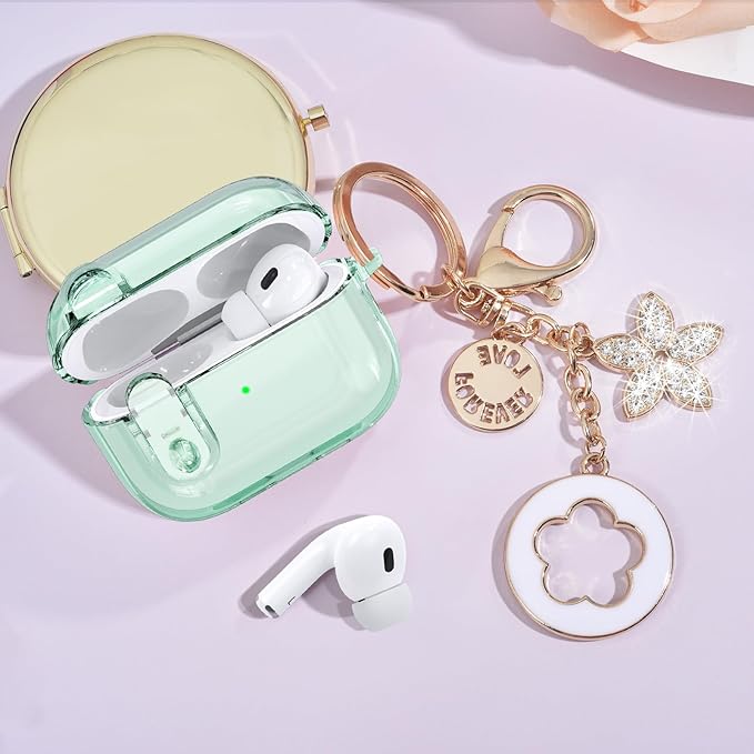 Case for Apple Airpods iPods Pro 3 Cases Cover Clear 2025 Cute Women, VISOOM Cute Air Pods Pro3 Case Clear Transparent Airpods iPods Pro 3rd Gen Protective Cases with Keychain/Lock/Cleaning Kit