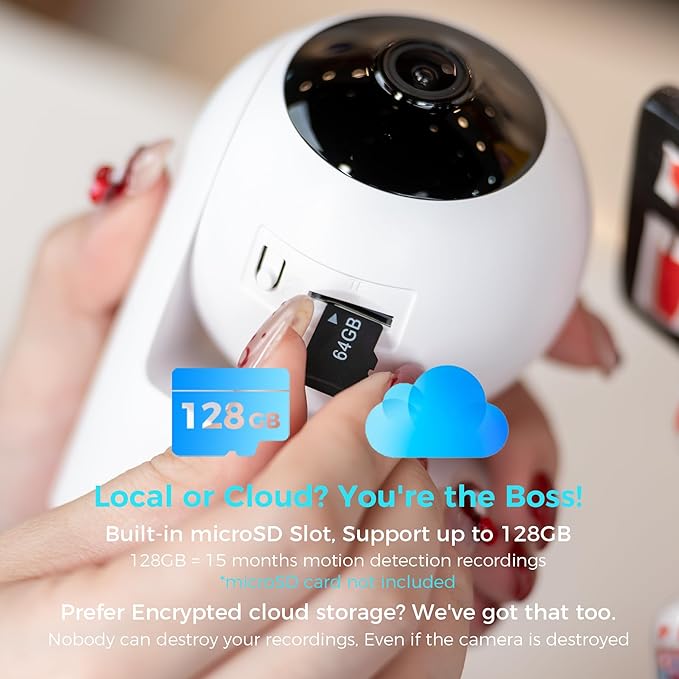 Vicohome 2K Indoor Camera, Plug-in, AI Tracking, Home Security, Pet/Baby Monitor, 360° View Pan/Tilt, Two Way Audio, Night Vision, Easy to Setup, Wi-Fi, Audible Alarm, 180 Days Exchange Policy