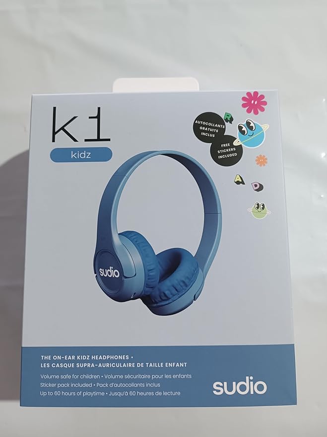 Sudio K1 Kids Wireless Headphones - Safe Volume Limit, Lightweight, Adjustable Fit, Bluetooth 5.0, Long Battery Life, Ideal for Children - Comfortable Over-Ear Design. (Blue)