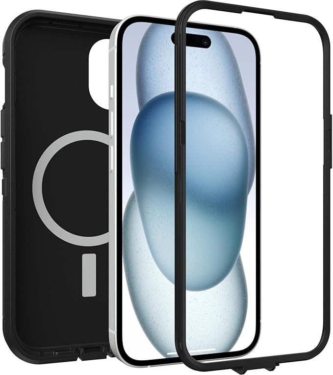 OtterBox iPhone 16e, 15, 14, & 13 Defender Series XT Case - Black, screenless, Rugged, Snaps to MagSafe, Lanyard Attachment