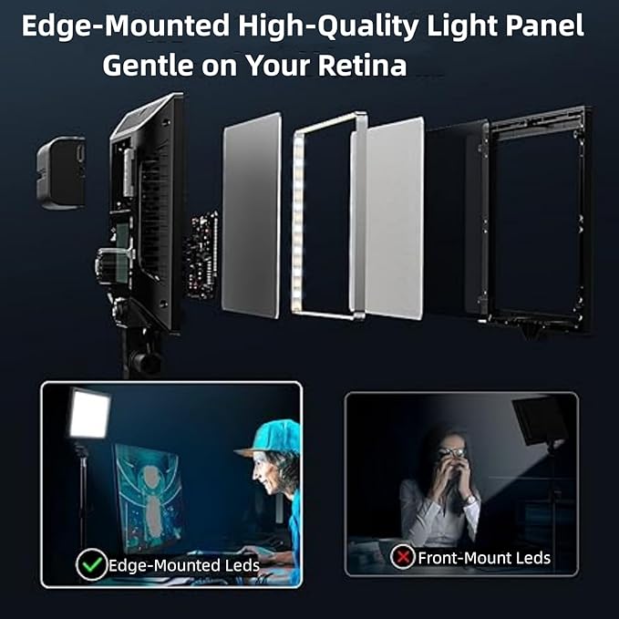 2Pack Streaming Key Light, LED Video Light Dimmable Bi-Color 3200-5600k Video Conference Lighting with Gooseneck Tubes Desk Light for Stream/Podcast/Gaming/Zoom Meetings/Broadcast/YouTube