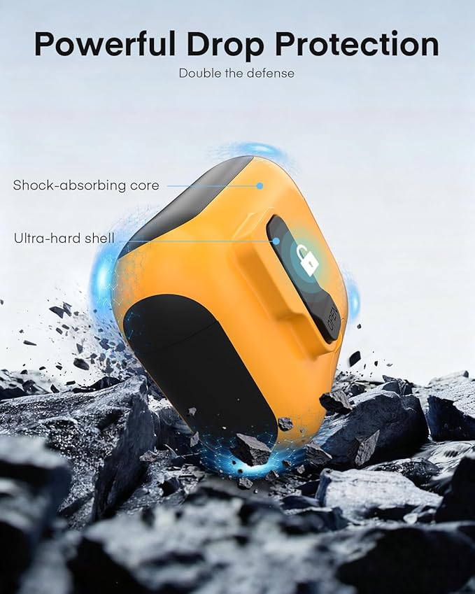 Maxjoy for AirPods Pro 3 Protective Case with Cleaning Kit, Military Hard Case with Lock Shock-Absorbing, Yellow