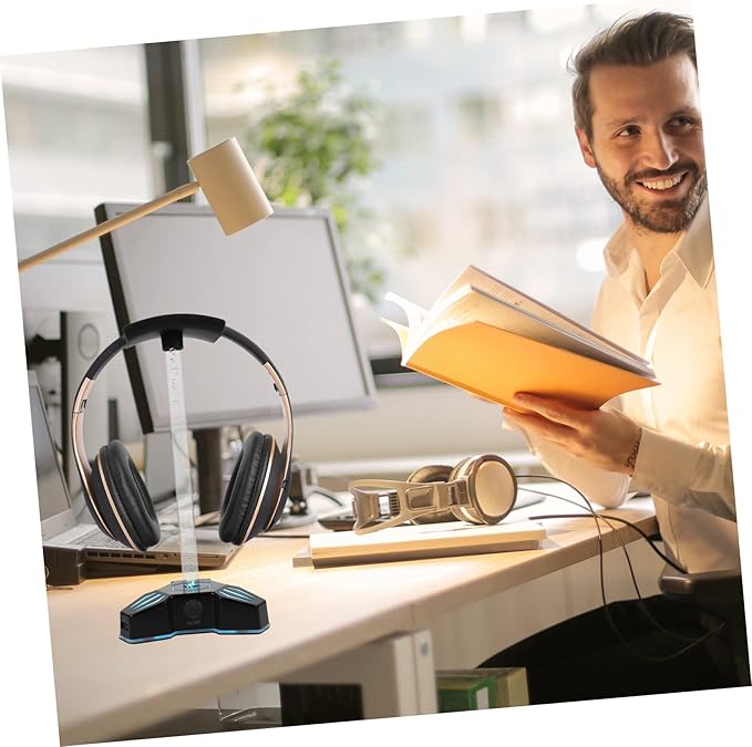 RGB Headphone Stand USB Port 7.1 Surround Sound Gaming Headset Holder Multi-Functional Desktop Display for Teen Boys Creative Desk Accessory