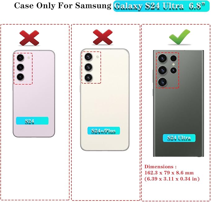 ONOLA Compatible with Samsung Galaxy S24 Ultra Case with HD Screen Protector, Heavy Duty Shockproof & Dropproof 3-Layer Cover Phone Case,DarkBlue