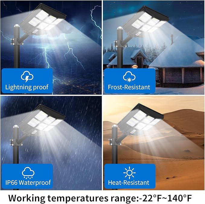 Solar Street Lights Outdoor 700000LM, Bright LED Street Lights with Motion Sensor and Remote, Dusk to Dawn Waterproof Security Lights for Yard, Driveway, Parking Lot