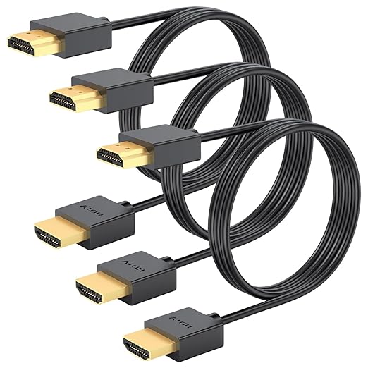 HDMI Cable 3FT 3 Pack Black, 4K HDMI Cord 3FT High Speed Shielded HDMI to HDMI 2.0 Cable with 4K@60Hz/ 2K@144Hz/ 1080P,HDCP 2.2, HDR, ARC for Laptop, Monitor, KVM, Splitter, PS5, PS4, Xbox, Soundbar