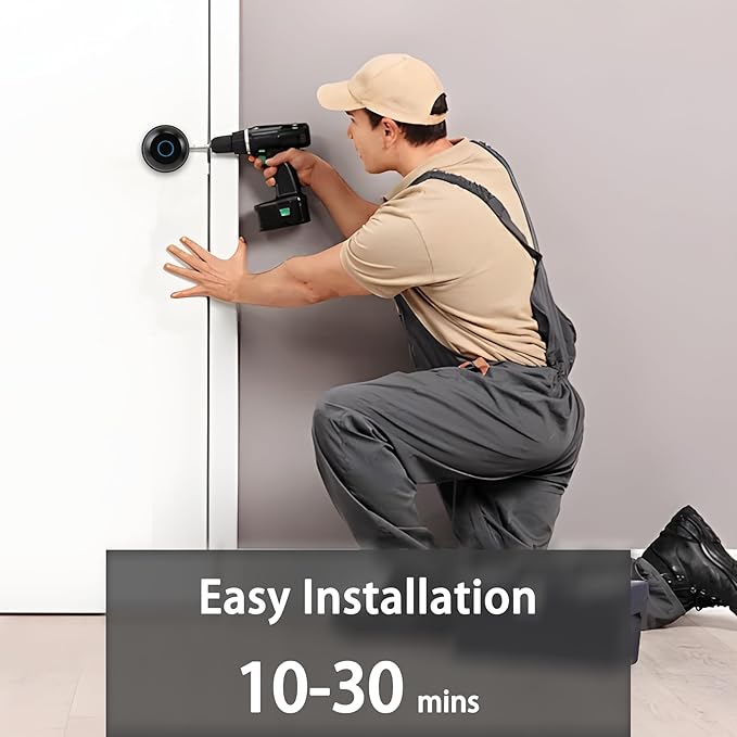 Fingerprint Door Lock, Keyless Entry Smart Door Lock for Bedroom, Home, Apartment Office, App Control (Matte Black)