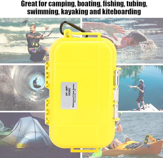 Small Waterproof Storage Case, Dry Box Protective Case Shockproof Survival Storage Container 6.29 * 3.54 * 1.57in Floating Hard Shell Wet Dry Box Airtight for Fishing Outdoor Gear