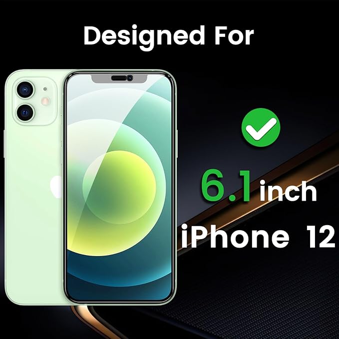 3 Pack Privacy Screen Protector for iPhone 12 6.1 Inch with 3 Pack Camera Lens Protector, Anti Spy Tempered Glass Film, Anti-Scratch, Touch Sensitive, Case Friendly