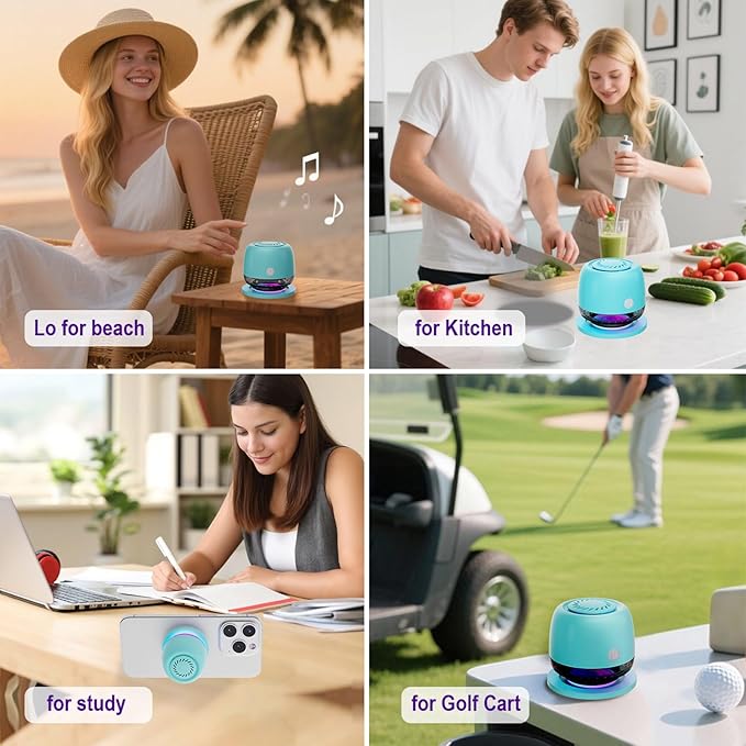 IPX67 Waterproof Shower Bluetooth Speaker,Magnetic Speakers,Wireless Induction Bluetooth Speaker with 6 RGB Light,Ideal Gift for Men,Women,Outdoor,Camping,Party,Room,Car,Home (Blue)