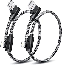iPhone Charger 1ft 90 Degree MFi Certified Short Lightning Cable 2-Pack