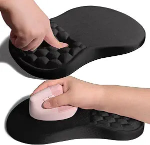 Ergonomic Joint Wrist Support Mouse Pad with Memory Foam Cushion Massage Bump, Carpal Tunnel Pain Relief Mousepad Slope Design for Wrist Rest, 11.8x7.9 in, Black