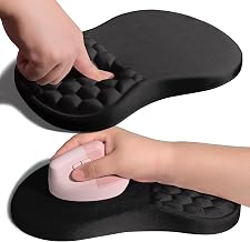 Ergonomic Joint Wrist Support Mouse Pad with Memory Foam Cushion Massage Bump, Carpal Tunnel Pain Relief Mousepad Slope Design for Wrist Rest, 11.8x7.9 in, Black - Image 1