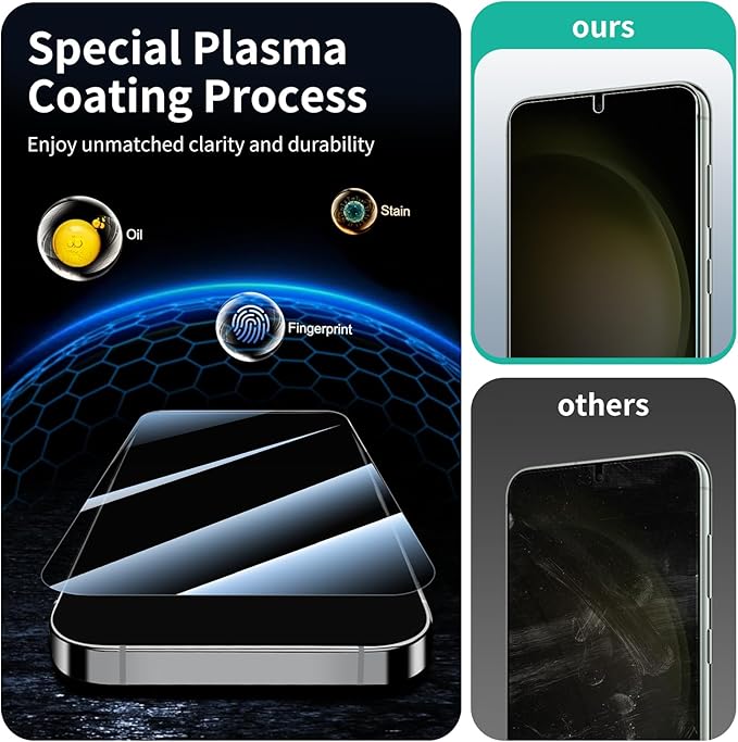 3*Privacy Screen Protector for Samsung Galaxy S22+/S22 Plus/S23+/S23 Plus with a Installation Alignment Aid, Anti-Spy Tempered Glass Film, Dark Private Black Protection, [Shatterproof][ Shockproof]