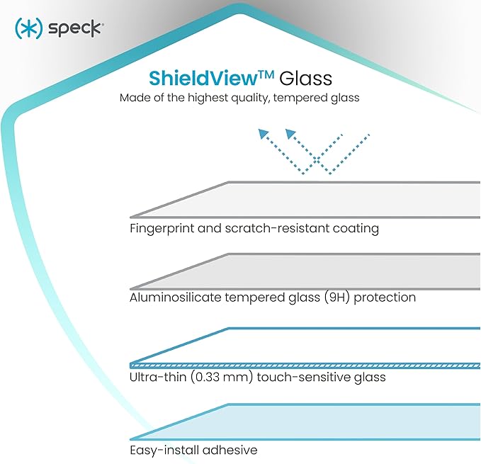 Speck ShieldView iPhone 16 Pro Screen Protector - Ultra-Thin 0.33mm Glass With 9H Coating - Easy Installation Kit Included