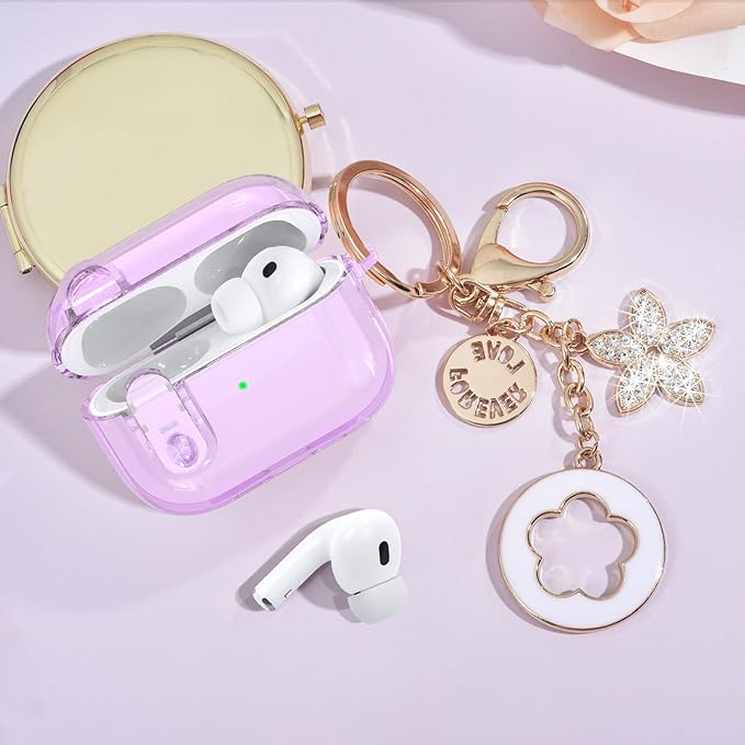 Clear Case for Airpods Pro 3 Case 2025 Women, VISOOM Clear New Apple AirPods iPods Pro3 Cases Protector Cover Cute Transparent Air pods Ipod Pro 3rd Gen Cases With Lock/Keychain/Cleaning Kit for women